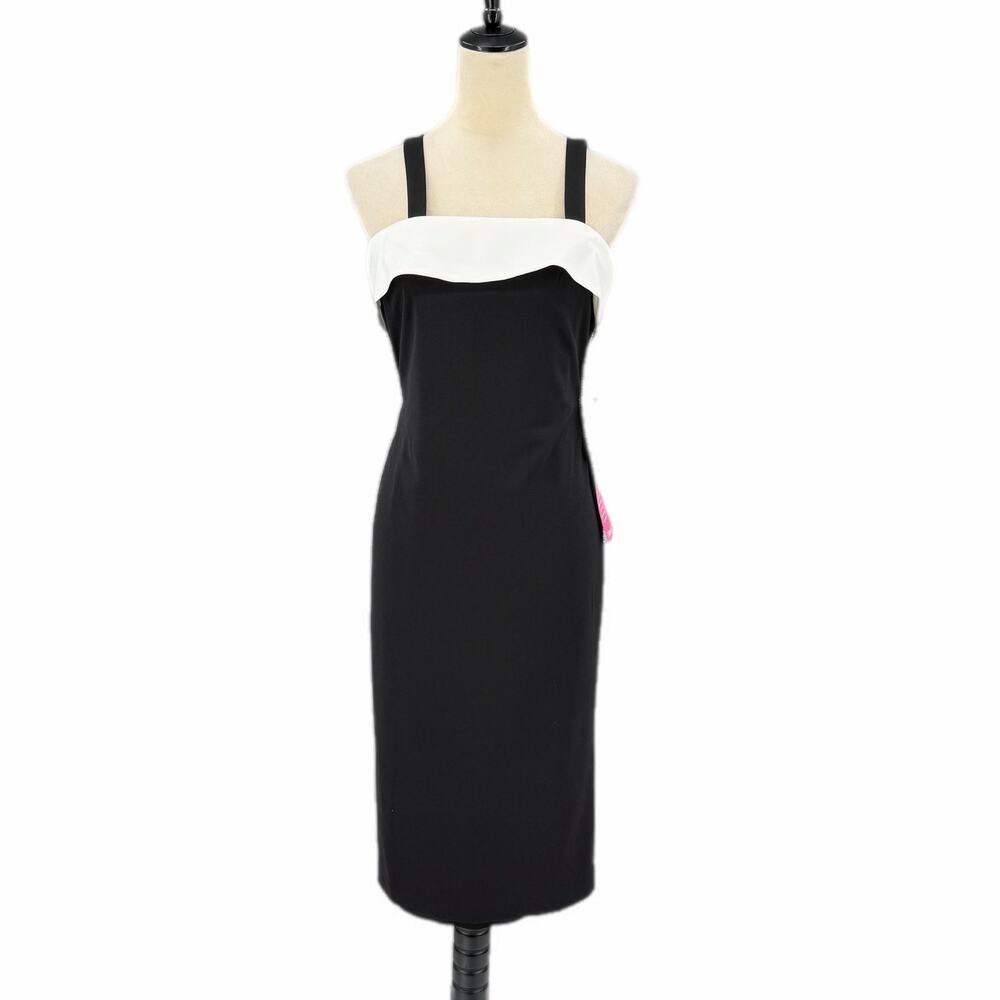 Karl Lagerfeld NEW Black White Colorblock Convertible Rhinestone Cocktail Dress